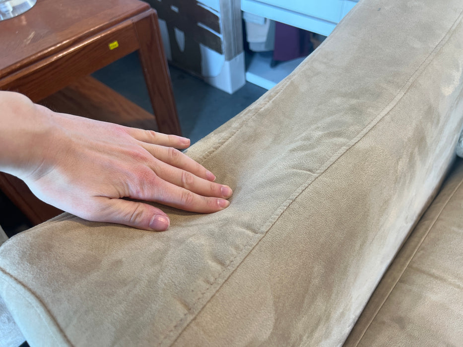 Beige Microsuede Loveseat (as is)
