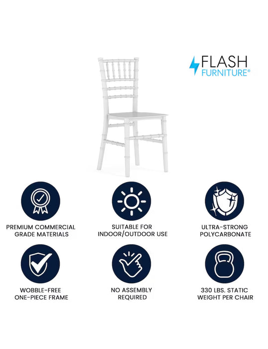 Flash Furniture Kids White Resin Chiavari Seat (new)