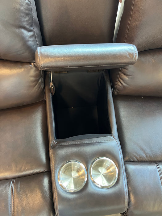 Brown Leather 3 Seater Studded Reclining Couch (new)