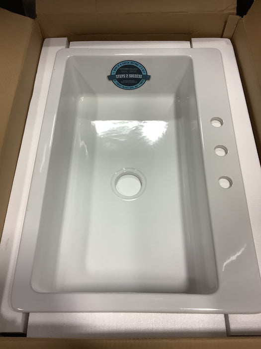 Jackson 33 in. 3-Hole Drop-in Single Bowl Crisp White Fireclay Kitchen Sink (new)