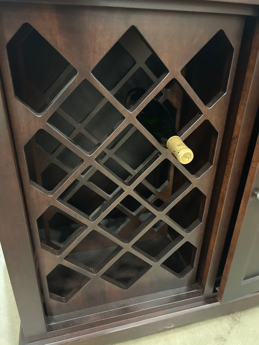 Dark Brown Solid Wood Wine Cabinet