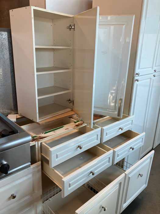 White Kitchen Beveled Cabinets