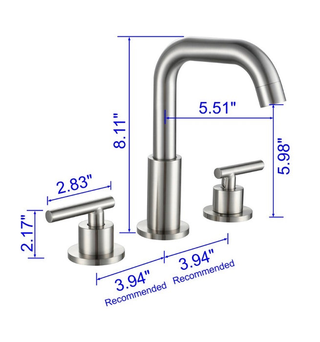 WELLFOR SZ1 Widespread Bathroom Sink Faucet with Two Handles in Brushed Nickel (new)