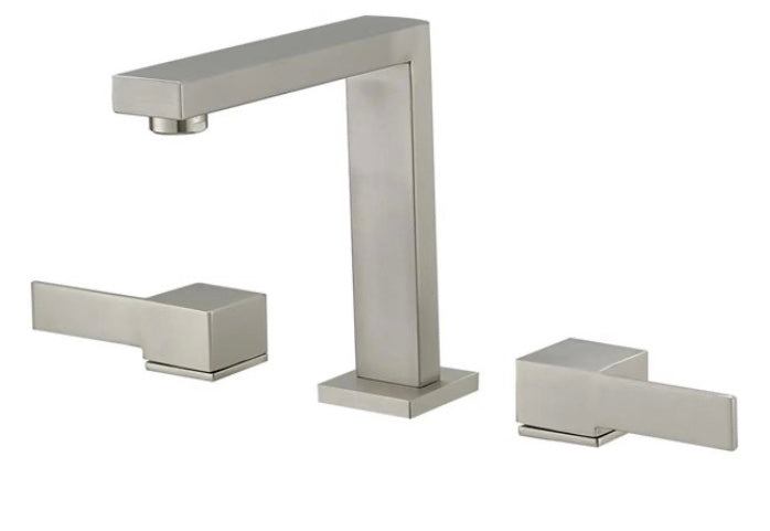 BWE 8 in. Widespread Double Handle Bathroom Faucet Water-Saving With Drain Kit In Brushed Nickel (new)