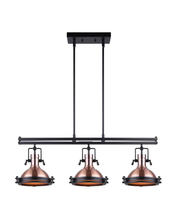 Canarm Rosa 3-Light Rod Pendant in Matte Black/Bronze with Frosted Glass Diffuser  (new)