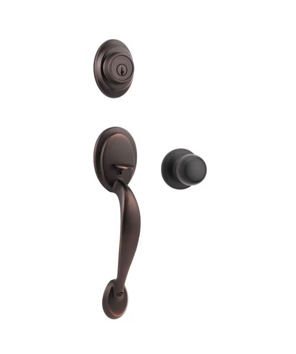 Weiser Elements Kingsway x Fairfax Venetian Bronze Exterior Door Handle Set/Entry Door Lock with Key (new)