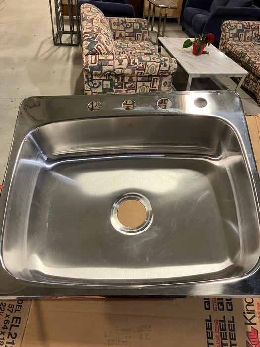 Steel Queen 22 1/4 X 23 3/8 X 7” Faucet Holes Stainless Steel  Sink (New)