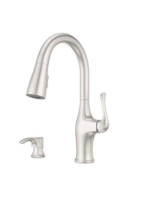 Pfister Wray 1-Handle Stainless Steel Pull Out/Pull Down Kitchen Faucet/Kitchen Sink Faucet/Tap with Soap Dispenser (new)