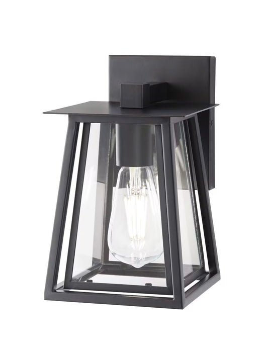 Home Decorators Collection 1-Light Matte Black Outdoor Wall Mount Lantern with Clear Glass Shade (new)