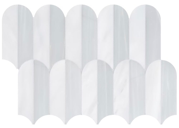 Anatolia 2.75-inch x 5.4-inch Nuovo Frost Scallop Polished Marble Mosaic (New)