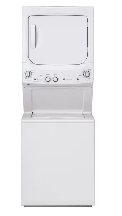 GE 27-Inch 4.4 cu. ft. (IEC) Spacemaker Unitized Apartment Size Stacked Washer and 5.9 cu. ft. Dryer Laundry Centre in White (Used)