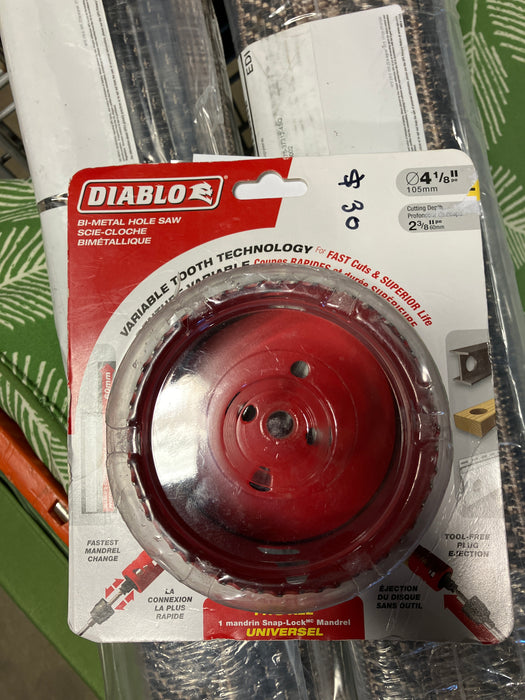 Diablo 4 1/8-Inch Bi-Metal Hole Saw with 2-3/8 in. Cutting Depth for Wood/Metal Cutting (used)