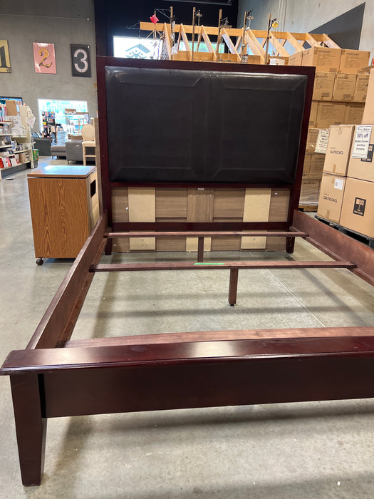 Wood and Leather Queen Bedframe
