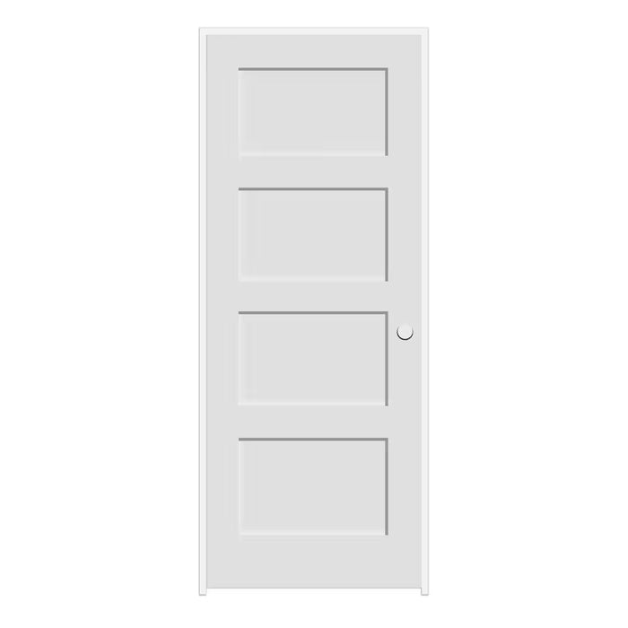 Milette 30-inch x 80-inch Primed 4-Panel Solid Wood Shaker Style Prehung with Rabetted Jamb Interior Slab Door Left Hand MDF (Paint Grade)