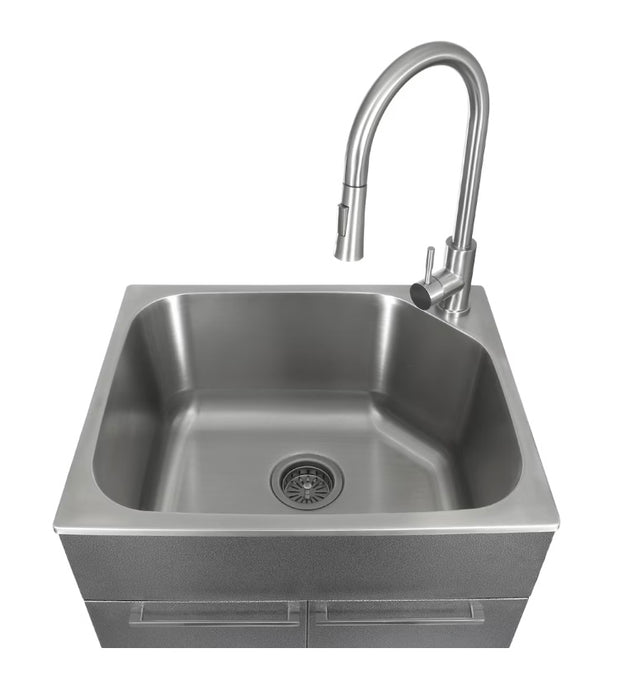 Presenza Compact Stainless Steel Utility Sink with Pull-down Faucet and Storage Cabinet (new)