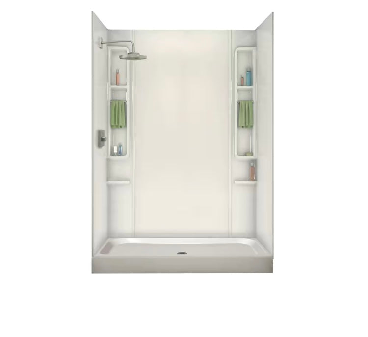 MAAX Alaska 60L x 32W x 7H Rectangular Centre Drain Fibreglass Shower Base Pan in White (New)