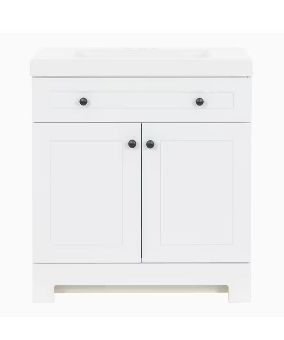 Everdean 30-inch W Bathroom Vanity in White with Cultured Marble Sink Top  (new)