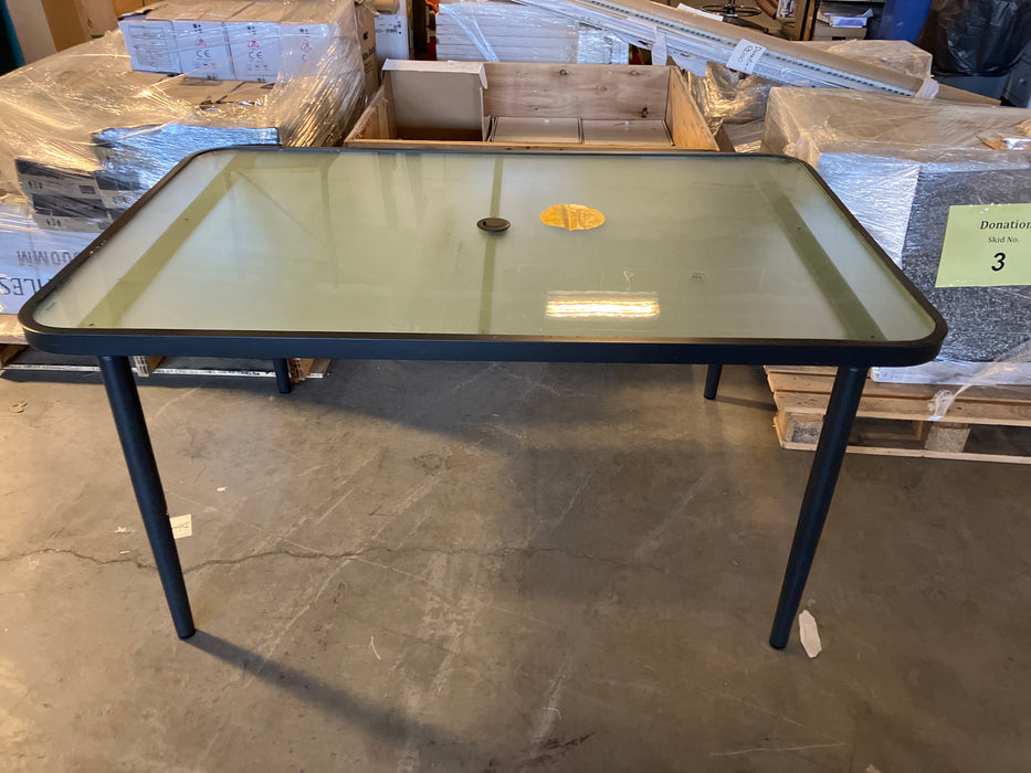 Steel-Frame Glass Top Outdoor Dining Table