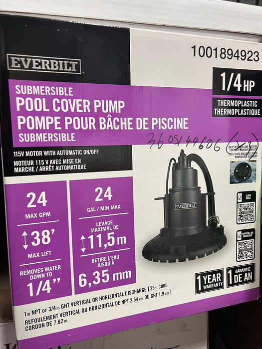Everbilt 1/4 HP Submersible Pool Cover Pump (new)