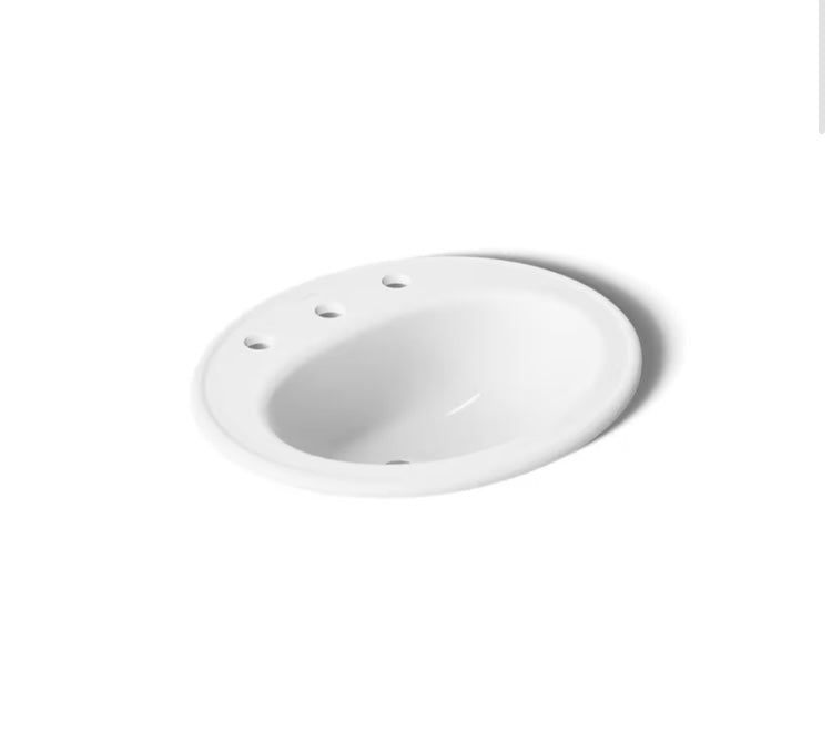 KOHLER Pennington 20-1/4-Inch Oval Drop-In Vitreous China Bathroom Sink in White with Overflow Drain (New)