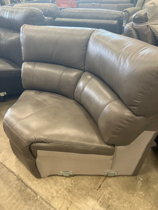 Grey Leather Corner Chair