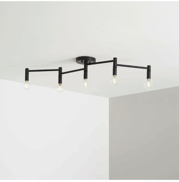 34-inch 5-Light Matte Black Flexible Wave Linear Track Lighting Kit with Adjustable Round Lamp Head