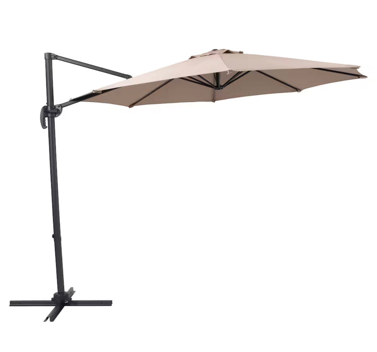 Corliving 9.5FT Taupe Offset 360 Degree Rotating Patio Umbrella (new)