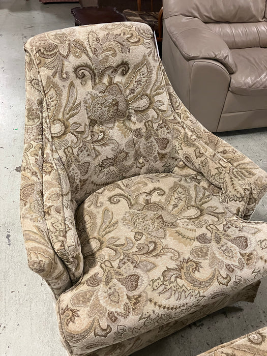 Cream Chair with Ottoman