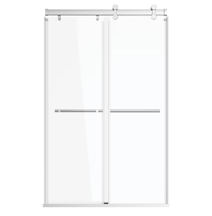 Mirolin Exploria 41" 44" W x 74.50" H Frameless Sliding Bypass Shower Door with Clear Glass, Chrome Trim