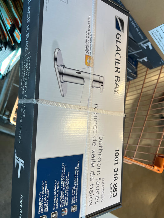Glacier Bay Touchless Bathroom Faucet in Polished Chrome, Push Pop-Up Drain, Valve & Deck Plate Included (new)