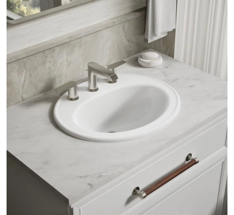 KOHLER Pennington 20-1/4-Inch Oval Drop-In Vitreous China Bathroom Sink in White with Overflow Drain (New)