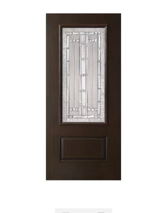 Masonite Everland 32-inch x 80-inch x 4-9/16-inch Chestnut 3/4 Lite Elmhurst Single Fibreglass Prehung Front Door