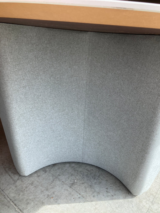 White Table with Grey Fabric Base