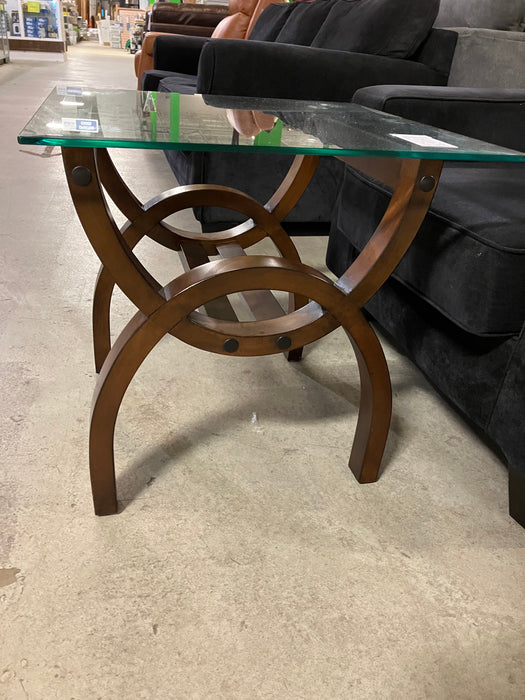 Side Table with Glass Top - (used)