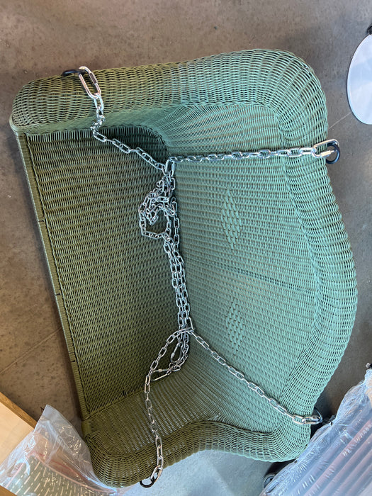 Northlight 50" Moss Green and Silver Resin Wicker Swing with Chain (new)