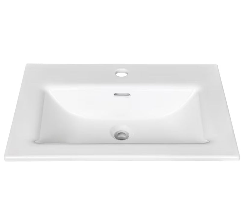 Rectangular Drop-in Sink with Single Hole Drilling in White (new)