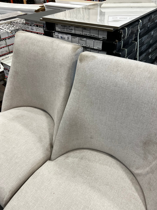 19" Seat Height Parsons Upholstered Dining Chair, Solid Wood Legs, High Back Fabric Dining Side Chairs (Set of 2) (new, as is)