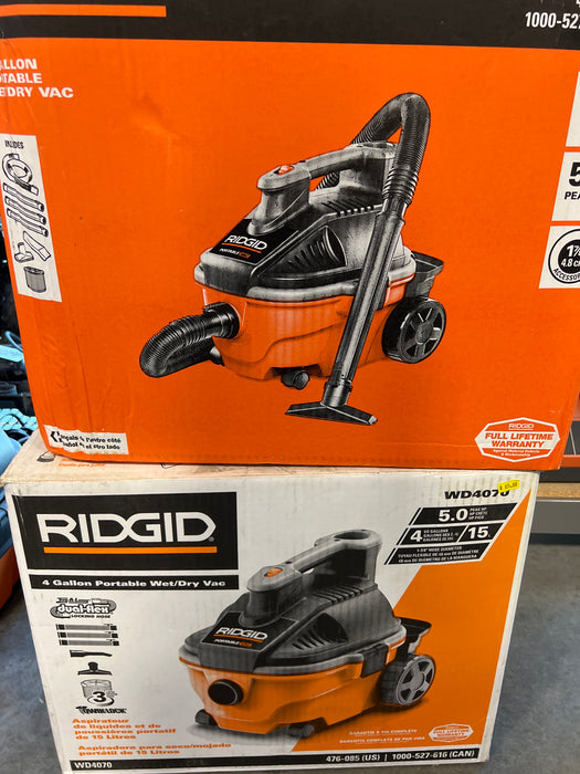 RIDGID 15L (4 Gal.) 5.0 Peak HP Portable Wet Dry Shop Vacuum (new)