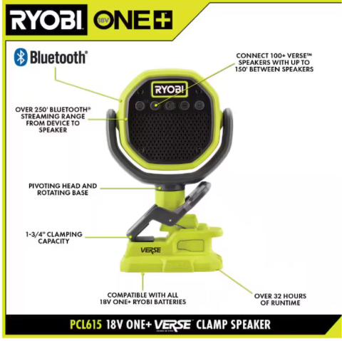 18V ONE+ Cordless VERSE Clamp Speaker (Tool Only)