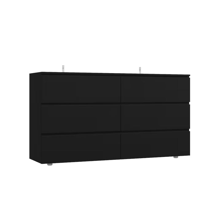 FUFU&GAGA Black 6-Drawer Wooden Dresser, Modern Chest of Drawers, Storage Cabinet for Bedroom (New)