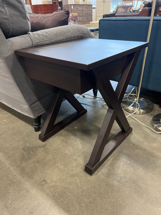 Espresso Wooden Side Table with Cross Legs