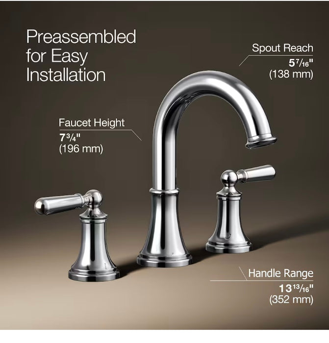 KOHLER Capilano Widespread bathroom sink faucet in Polished Chrome