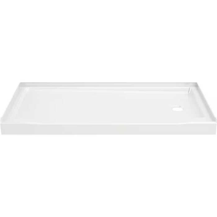 Delta Classic 500 60 in. L x 30 in. W Alcove Shower Pan Base with Right Drain in High Gloss White (Used)