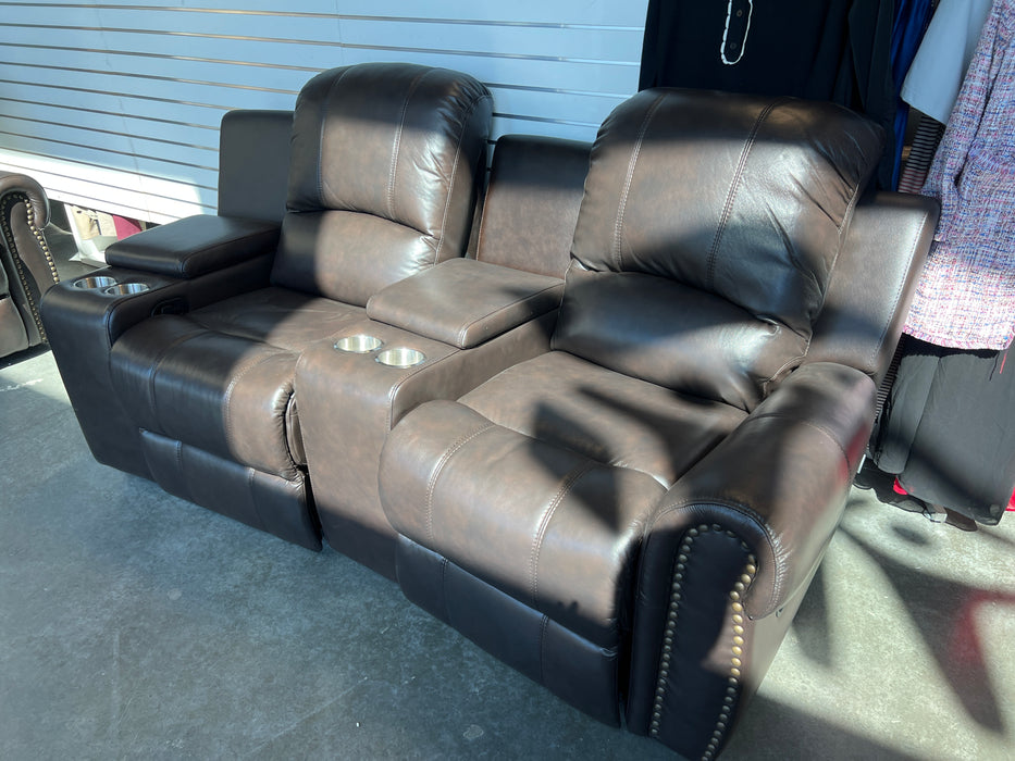 Studded Leather 2 Seater Recliner (new)