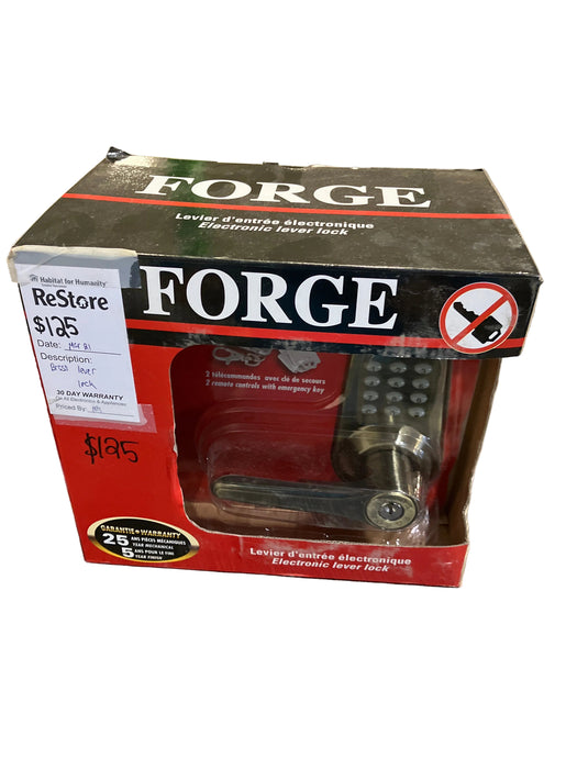 Forge Antique Brass Keyless Entry Electronic Lever Lock