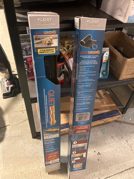 QuietWarmth 3 ft. x 10 ft. 120V Floor Heating System for Laminate, Vinyl, and Floating Floors (30 sq. ft.) New*