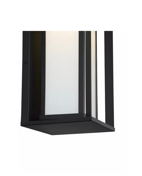 GlucksteinElements Paxton 1-Light 12-inch H Integrated LED Outdoor Wall Sconce Light Black Metal Finish with Frosted Glass (new)