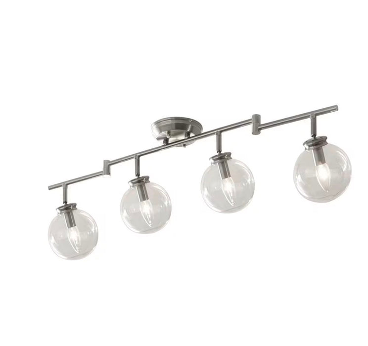 28-inch 4-Light Brushed Nickel Dimmable Linear Track Lighting Kit with Adjustable Ball Lamp Heads (new)