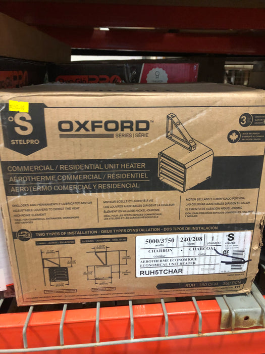 STELPRO Oxford Commercial Industrial Unit Heater Charcoal 5000/3750W 240/208V Built-In Thermostat (new)