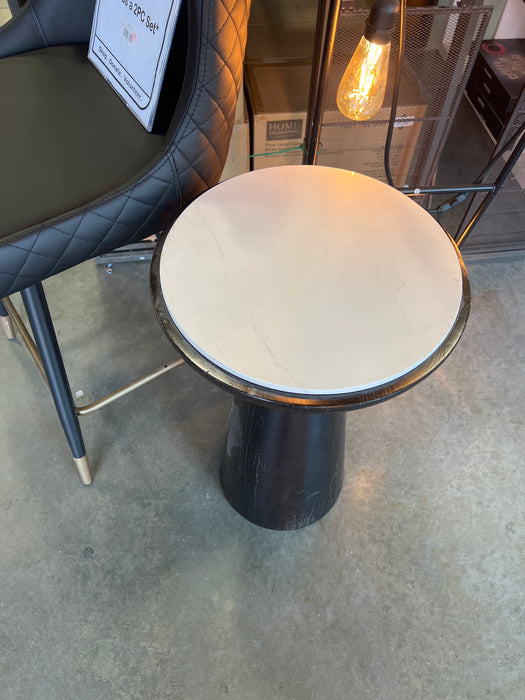 Modern Dark Wood Side Table with Stone Top (used)